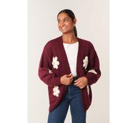 Wine Daisy Large Flower Cardigan Blue Vanilla Wine S/M