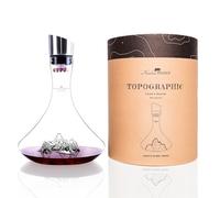 Wine Decanter 1.8 L | Premium Borosilicate Hand-Blown with Embossed Mountains | 3 in 1 Stopper (Filter, Aerator and Pourer) (Aiguille du Midi)