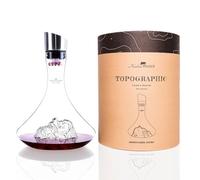 Wine Decanter 1.8 L | Premium Borosilicate Hand-Blown with Embossed Mountains | 3 in 1 Stopper (Filter, Aerator and Pourer) (Grossglockner)