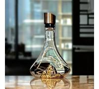 Wine Decanter 1.8 L, Premium Lead-Free Crystal Glass with Embossed Mountains, Hand-Blown Carafe Wiskey Decanter Gift for Wedding, Anniversary, Men/Women's Luxury Gift on Special Day (Gold)