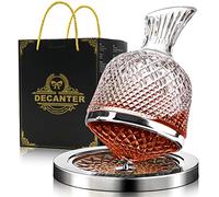 Wine Decanter 1500ml, Wine Carafe Decanter Made of Lead-Free Crystal Glass, 360° Rotating Decanters for Whisky and Wine, Decanter Gift Box Design for Men Women Gifts