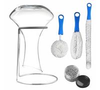 Wine Decanter Drying Stand with Cleaning Brush and Decanter Cleaning Beads,Wine Decanter Drying Rack with Rubber Coated Top to Prevent Scratches.Decanter Cleaner for Standard Large Wine Decanters.