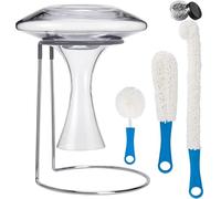 Wine Decanter Drying Stand with Rubber Coated Top to Prevent Scratches, Wine-Decanter Drying Rack for Standard Large Wine Decanters, Decanter Cleaner Includes Cleaning Brush & Decanter Cleaning Beads