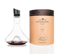 Wine Decanter Pitcher 1.8 L | Premium Borosilicate Hand-Blown with Embossed Mountains | 3-in-1 Stopper (Filter, Aerator, and Pourer) (Monte Rosa)