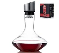 Wine Decanter,Red Wine Carafe,Decanter with Built-in Aerator Pourer, 100% Hand Blown Lead-Free Crystal Glass with Stainless Steel Pourer Lid, Filter, Wine Gifts for Men