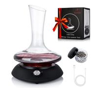 Wine Decanter Set, Red Wine Carafe with Electric Shaker, Automatic Rotation Wine Aerator Decanter. Lead-Free Crystal Glass Cleaning Beads. Idea Gift for Wine Lovers,Christmas,Birthday, ect.