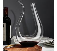 Gr8 Home Wine Decanter U-Shaped Mouth Blown Glass Aerating Red Wine Serving Carafe Pourer Dispenser Large 1.5 Litre Xmas Gift