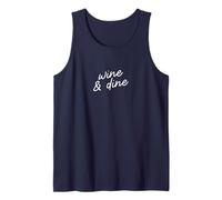 Wine & Dine Funny Minimalist Wine Mom Script Tank Top