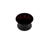 Wine Drinking EKG Red Wine Lover Heartbeat Stress Relief PopSockets Adhesive PopGrip