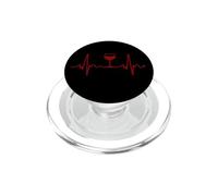 Wine Drinking EKG Red Wine Lover Heartbeat Stress Relief PopSockets PopGrip for MagSafe