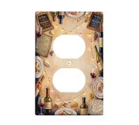 Wine Duplex Outlet Covers Wall Plate, Rustic Vintage Cheese Plate Fall Gold Plastic Standard Size Decorative Receptacle Outlet Covers for Home Living Room Bedroom Bathroom Decor