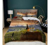 Wine Duvet Cover Set Landscape Quilt Covers Soft Breathable Microfiber 3D Bedding Sets Emperor Size 290x235 cm with Zipper Closure and 2 Pillowcases b-2813