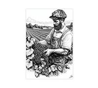 Wine Farmer Linocut Print Canvas Poster Wall Art Print Picture Paintings 20x30inch(50x75cm)