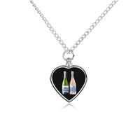 Wine for Friends Urn Necklace for Ashes Pet Dog Cat Cremation Jewellery Alloy Memorial Keepsake Pendant