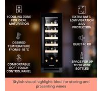 Wine Fridge Cooler Refrigerator Bar Drinks 50L 20 Bottles Touch Glass Door Black [EEK: F]