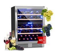 Wine Fridge Refrigerator Drinks Cooler Bar 43 L 129 Bottles 2 Zones LED Silver