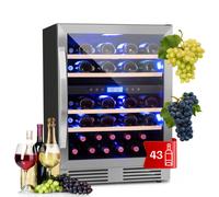 Wine Fridge Refrigerator Drinks Cooler Bar 43 L 129 Bottles 2 Zones LED Silver [EEK: G]