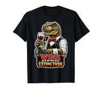 Wine Gets Better with Extinction Dinosaur Lover Value Graphic T-Shirt, Men, Black, M