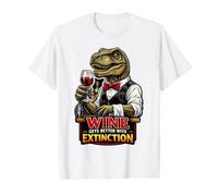 Wine Gets Better with Extinction Dinosaur Lover Value Graphic T-Shirt, Men, White, XL