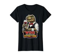 Wine Gets Better with Extinction Dinosaur Lover Value Graphic T-Shirt, Women, Black, M