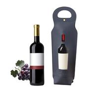 Wine Gift Bag, PU Leather Single-Bottle Wine Tote Carrier, Reusable 750ml Wine Travel Bag for wine, Foldable Bottle Gift Bag with Handle Snap, Ideal for Wedding, Birthday, Christmas (Blue)