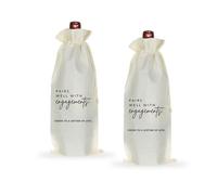 Wine Gift Bags - Homiladi 2PCS Flax Engagement Gifts for Couples | Wedding Gift Bag with Drawstring | Pairs Well With Getting Engaged Gifts for Him & Her | Wine Bottle Bag for Bridal Shower
