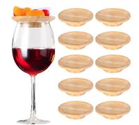 Wine Glass Charcuterie Topper, 10 Pcs Round Bamboo Coasters Plate Drink Trays Charcuterie Board Topper for Christmas Family Decoration