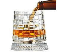 Wine Glass, Clear Cup with 360 Degree Rotating Base, Whiskey Glasses, for Drinking Men Dad Father Husband Party Christmas Birthday Holiday