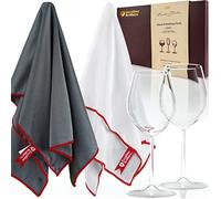 Wine Glass Cloth (2 Pack) - Streak Free and Lint Free Microfiber Wine Polishing Cloth for Men's Gift Wine Glass Polishing Cloths (Snow White & Graphite Gray)