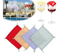 Wine Glass Covers to Keep Bugs Out,Breathable Fabric Drink Covers,Set of 4,Multicolor Set,Reusable Drink Tops,for Picnics and Outdoor Dinners