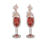 Wine Glass Earrings for Women, Cute Wine Earrings for Girls, Beaded Champagne Wine Glass Dangle Earrings Hypoallergenic, Pearl Wineglass Drop Earrings, Red Wine Glass Earrings Studs