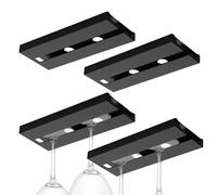 Wine Glass Holder - Self Adhesive Tumbler Hanger, 4 Piece Cup Organizer | Gigantic Reverse Glass Storage, Space Saving Shelf Holder, Easy Installation Bracket for the