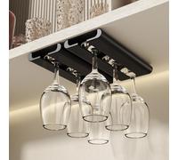 Wine Glass Holder Under Cabinet No-Drill - Black 2 Pack