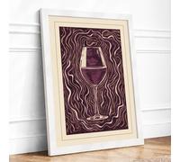 Wine Glass in Motion Minimalist Framed Wall Art Print A1 (84.1×59.4cm) White, Wall Decor for Living Room, Bedroom, Office & Home, Ready to Hang, Art Gift