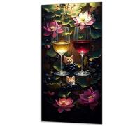 Wine Glass Lotus Painting by Numbers for Adults, Painting by Numbers Kits Canvas, DIY Color Oil Paintings Acrylic Paints, with 3- Paintbrushes, Hobbies for Adults Women 8x16in Without Frame 0z-139