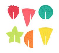 Wine Glass Markers, Silicone Champagne Flute Labels, 6 Pieces Fruit Shape Identification Labels for Decorative Wine Flutes for Party Club
