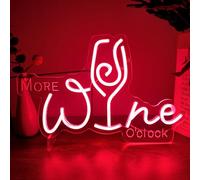 Wine Glass Neon Sign More Wine O'clock Neon Light for Wall Decor Red LED Signs for Bar Pub Home Bar Restaurant Bedroom Party Decoration USB Powered Wine Time Sign Lights