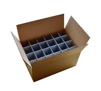 Wine Glass Packing Box - Pack of 2 | Glassware Box | Strong - Brown Double Walled Cardboard Box | 15 Cells | Glass or Item max Width 97mm, Glass max Height 240mm | Box ref. 240-15-C-II