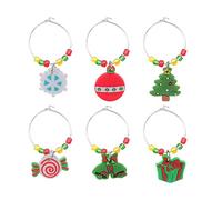 Wine Glass Pendant Marker Set with 6 Tags for Identification Wine Charms for Stemware, Wine Name Plate for Stag Party Wedding Decoration Free Jewellery (Green, One Size)