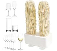Wine Glass Polisher Machine, Automatic Glassware Dryer & Polisher | With Dual Microfiber Brushes, 600 RPM Wet Glass Polishing, Water Spot & Fingerprint Remover For Home Bar Restaurant(White)