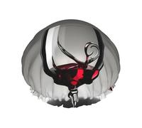Wine Glass Print Double Layer Waterproof Shower Cap Women Men Reusable Bath Hair Caps Elastic Band