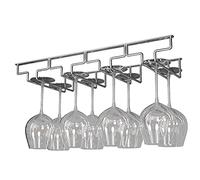 Wine Glass Rack Stainless Steel, Under Cabinet Wine Glass Holder with Screws,for Kitchen Bar Restaurant,Hanging Stemware Holder with 3/4/5/6 Rows