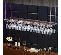 Wine Glass Rack Wall Mounted Liquor Bottle Holder, Hanging Display Shelf for Glasses Storage Organizer, Floating Drying Whiskey Rack for Kitchen, Bar, and Restaurant - Co