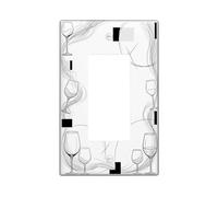 Wine Glass Single Rocker Light Switch Cover, Modern Minimalistic Curved Lines Geometric Shapes None Black Plastic Standard Size Accents Wall Switch Plates for Living Room Bedroom Home Office Decor