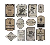 Wine Glass Stickers - Halloween Bottle Labels, 12pcs Water Drink Decals for Housewarming Party, Computer Decor Handbook Accessory, Festive Atmosphere Clip Art | Easy Tear Removable Adhesive Sheet