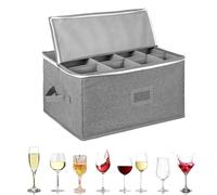 Wine Glass Storage Box With Dividers,Mug Storage Box,Camping Wine Storage Box Holds 12 Wine Glasses, Fine China Storage Containers For Food Cabinet