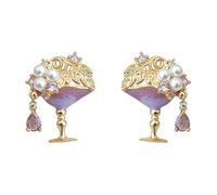 Wine Glass Stud Earrings for Women S925 Silver Needle with Zirconia Designer Earrings Original Party Accessories for Women and Girls including White Gift Box