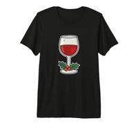 Wine Glass with Holly Premium T-Shirt