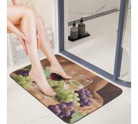 Wine Glass with Wine and Grapes Stone Bath Mats for Bathroom 16x24 Non Slip Diatomaceous Earth Shower Mat Super Absorbent Quick Dry Entryway Rug Welcome Floor Mat for Bathtub Toilet Bathroom Accesso