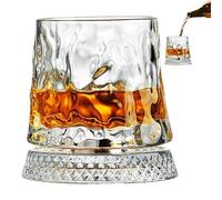Wine Glasses, 360-Degree Rotating Base, 10oz Clear Drinkware for Beverages, Glass Old-Fashioned Accessory, Tool with Stable Rotation, Men Dad Father Husband Drinking Party